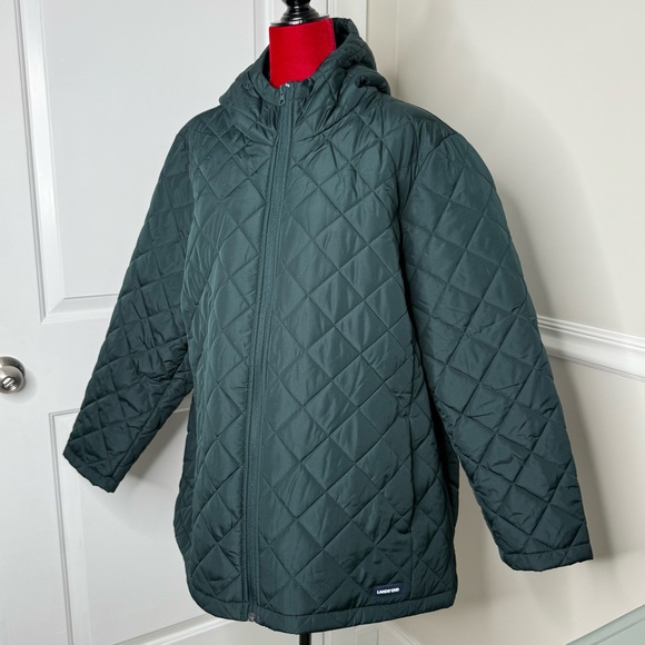 Lands’ End Women’s Forest Green Quilted Hooded Jacket 3X - Picture 1 of 13
